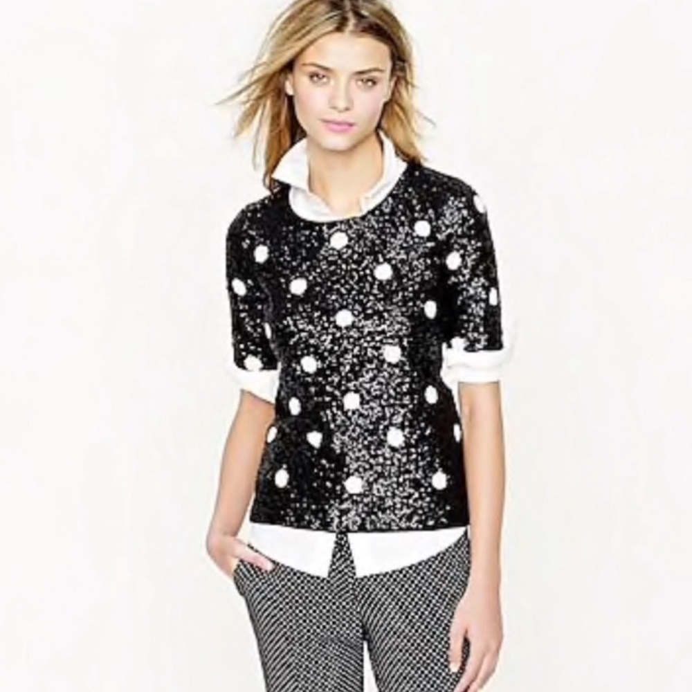 J.Crew Sequin Polkadot Top